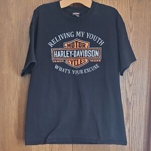 Harley-Davidson Mens Tee in Black and Orange